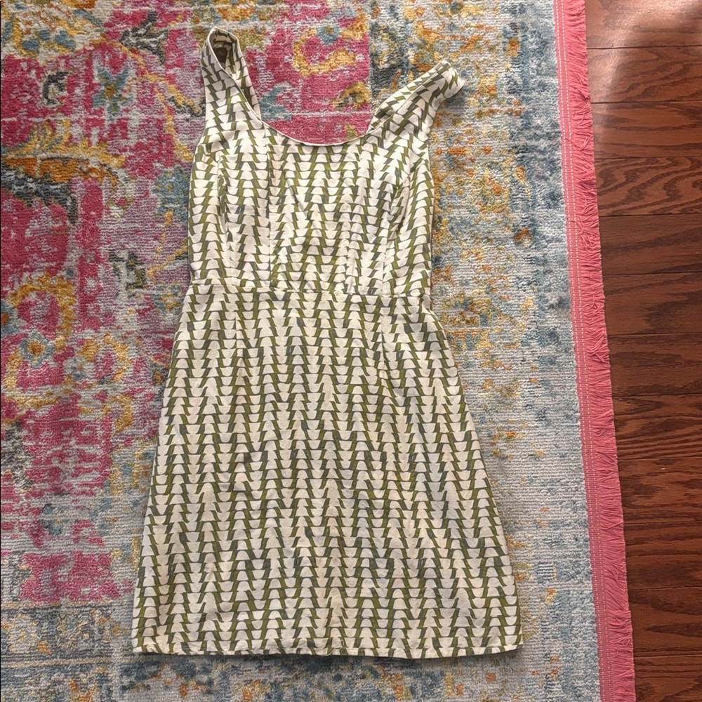 Japna Green and White Patterned Mini Dress